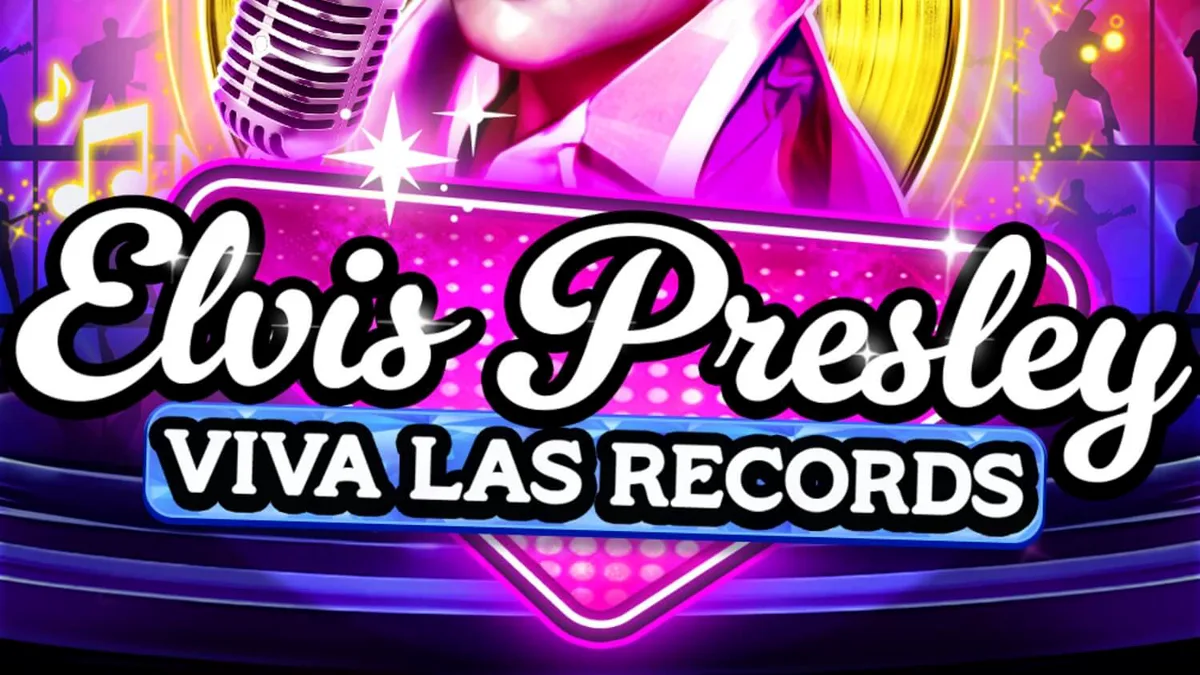 Elvis Presley: Viva Las Records স্লট গেমের নিয়ন থিম এবং এলভিস প্রেসলি স্টেজ